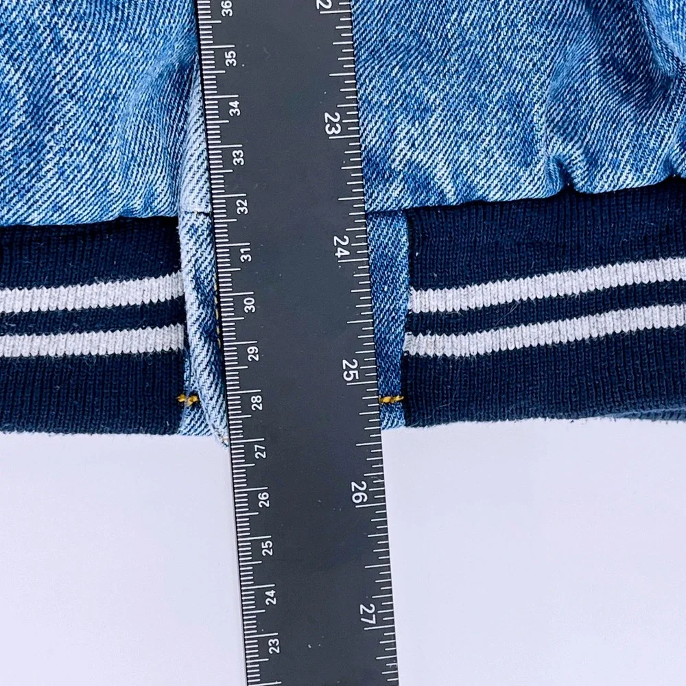 Warner Bros. 90s Vintage Jacket Mens Large Blue Denim Varsity Looney Tunes VTG